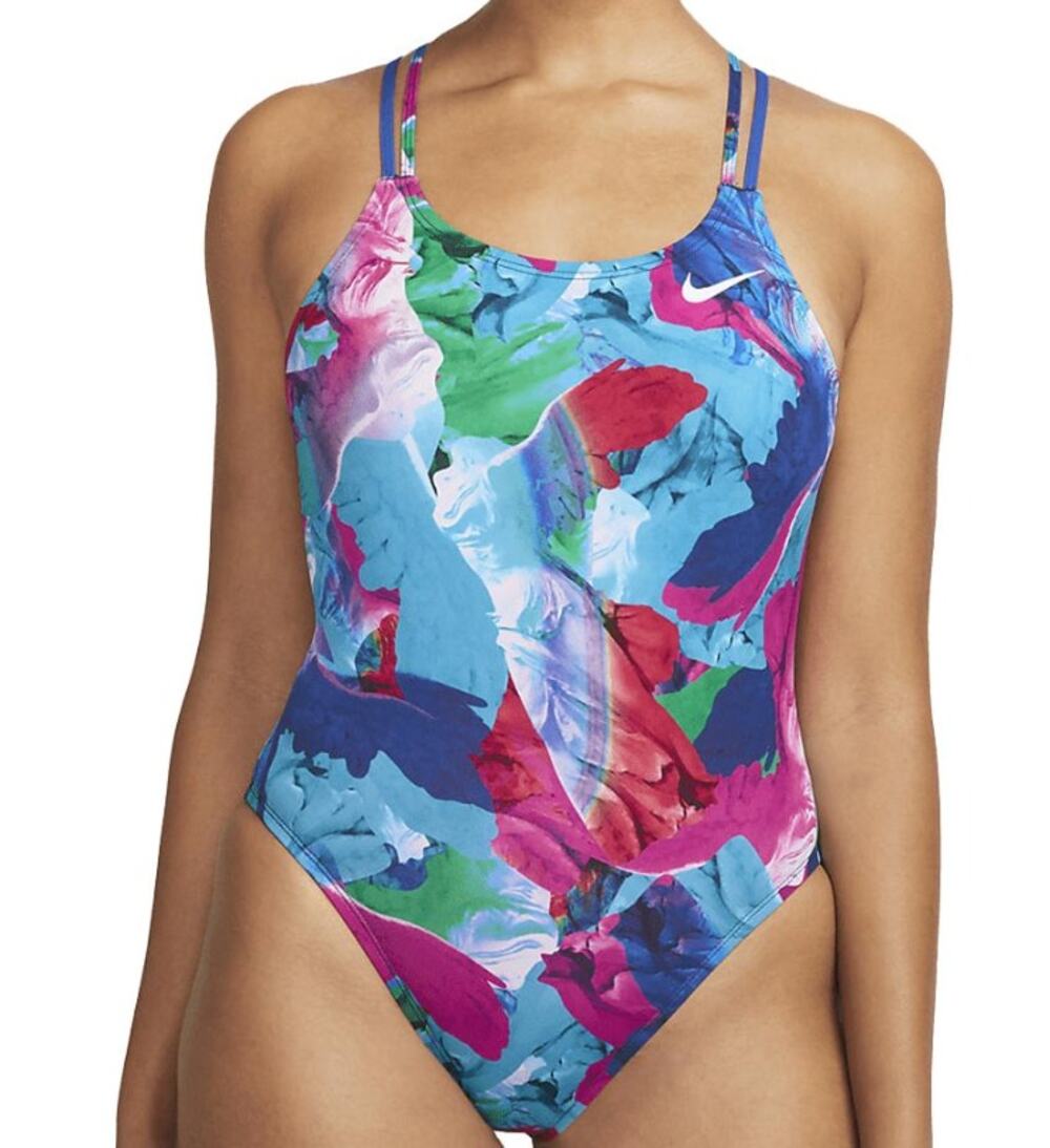Nike Spiderback Colorful One piece Swimsuit Blue/Pink NWT Size 4